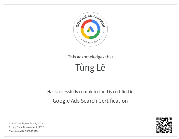 Chứng chỉ Google Ads Search