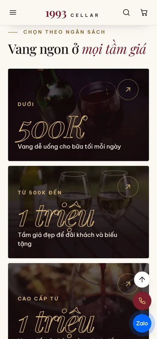 1993 Cellar on mobile: Shop by price