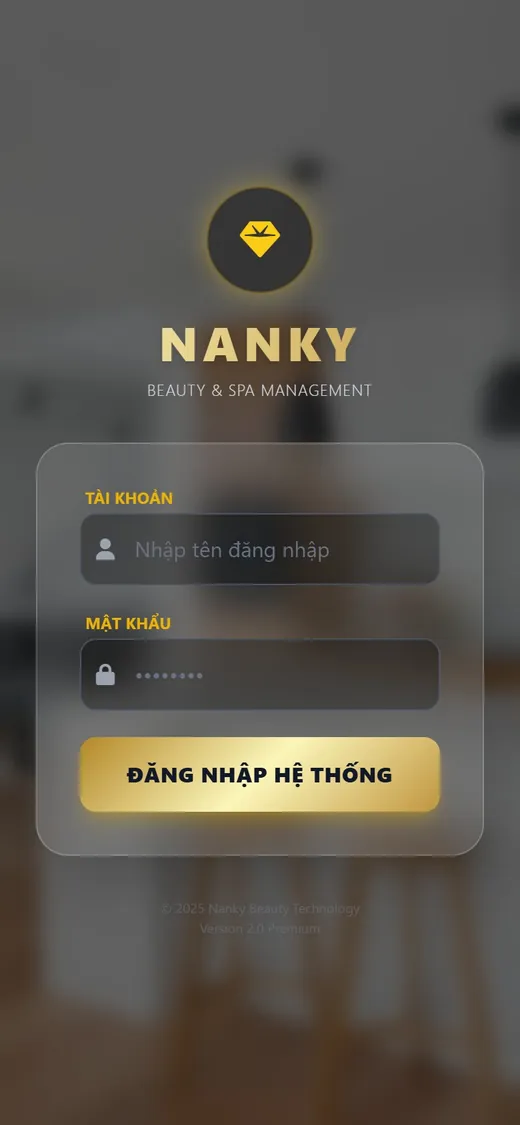 Nanky Spa Manager trên điện thoại: Đăng nhập