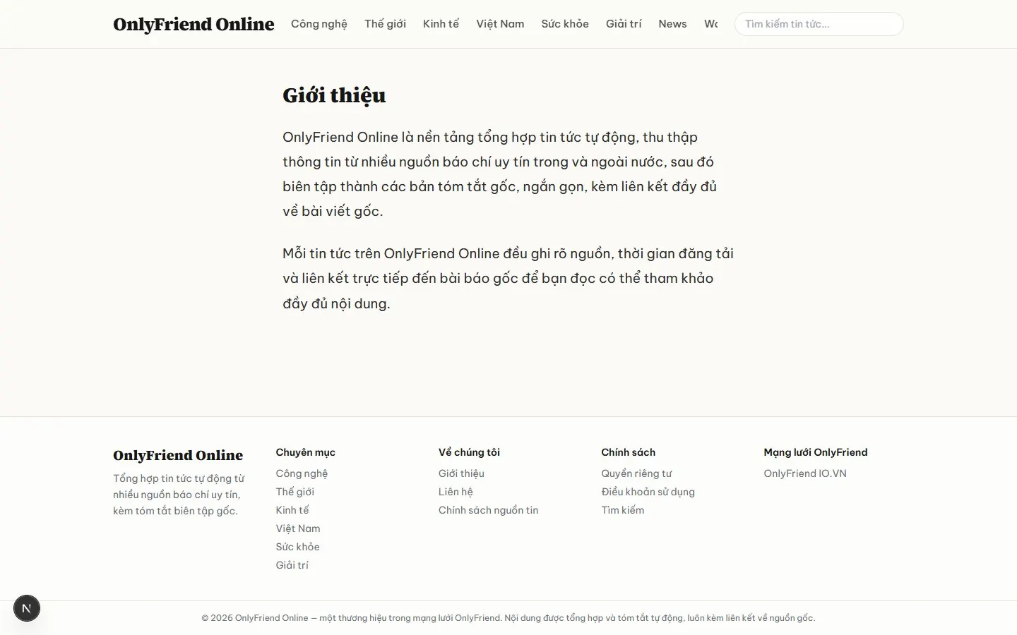 OnlyFriend Online: About page