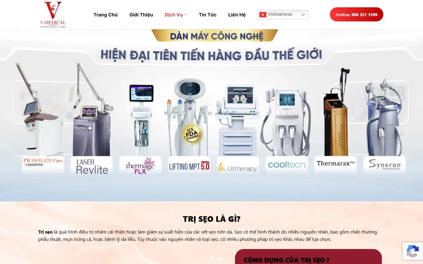 V-Medical Clinic: Scar treatment landing page