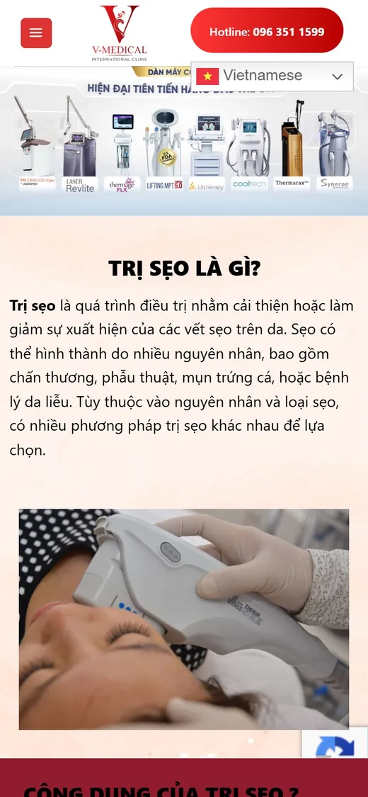 V-Medical Clinic on mobile: Scar treatment