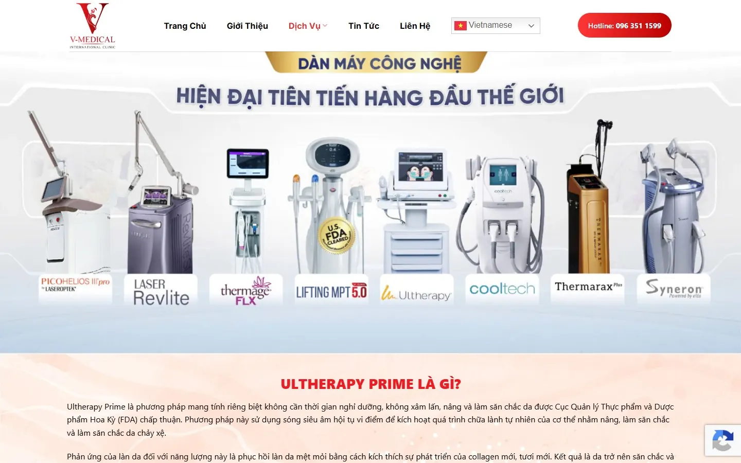 V-Medical Clinic: Ultherapy Prime landing page